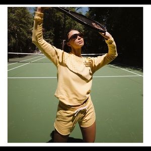 Albion Fit go to crew sweatshirt in the color lemon. Size small